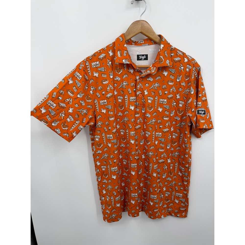 Waggle Tailgate Polo Shirt Mens Large Orange Texas Football Game Day Slim Fit